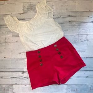 Red high waisted Express shorts